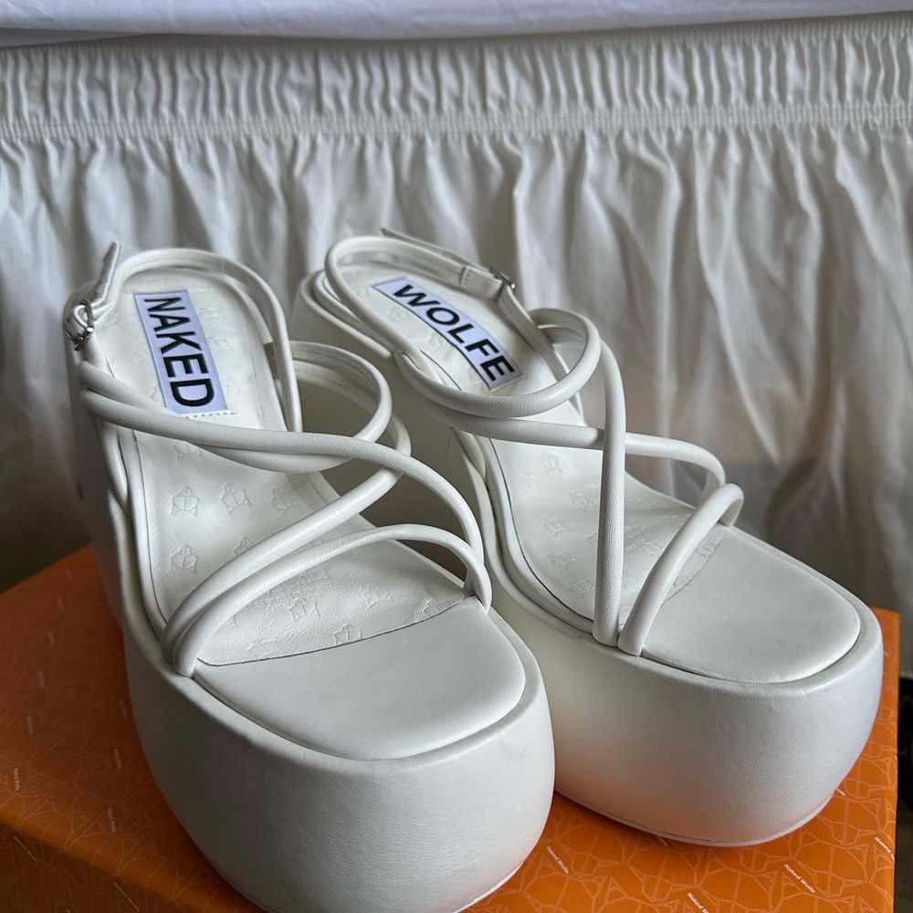Naked Wolfe White Platform Shoes with Chunky Sole